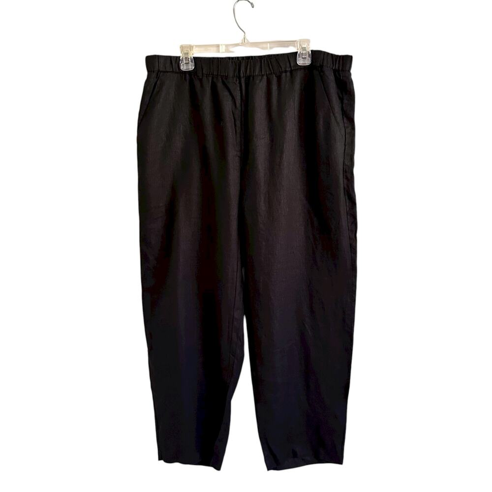 NWT Quince 100% European Linen Pants Black XL Crop Slight Taper